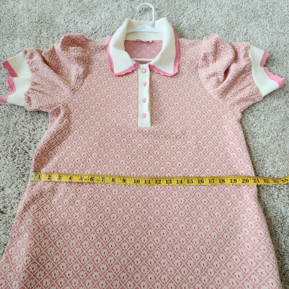 entro Pink and White Textured Polo Dress - Picture 7 of 8